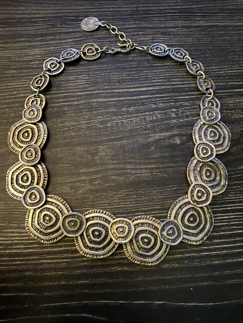 Vintage SERAGLIO Necklace Egyptian Arabic Faux Coin Chain Circle Links Jewelry